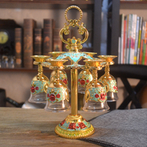 Golden high-foot metal retro spirit wine glass rack suit court Russian household appliances store decoration products