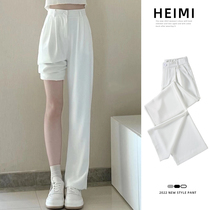 White Broadlegged Pants Children Spring Autumn Loose High Waist Straight Cylinder Tug Pants Small Subhigh-grade Slate West Dress Pants Summer Tide