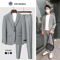 Summer casual gray suit suit male slim suit jacket Male professional formal dress male groom wedding dress