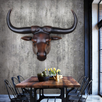 Retro cow head pendant restaurant Wall wall hanging Living Room bar clothing store background wall animal head decoration crafts