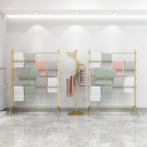 Clothing store display rack scarf fabric fabric cloth silk scarf display rack floor-standing wheel shawl model frame Gold
