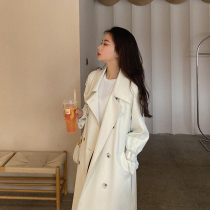 2022 Spring new Korean version Advanced senses New temperament 100 Lap Covetresses Woman Mid-Length Loose Jacket White