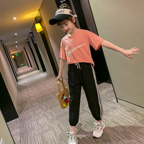 Childrens Clothing Girls Summer Clothing Sports Suit 2022 New CUHK Child Short Sleeve Foreign Air Trendy Children Summer Two Sets