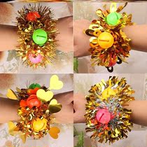  Dance bracelet bell wrist flower festival 61 bracelet performance cheer La La opening ceremony hand flower garland ribbon