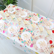 Birthday Tablecloth Childrens Party Tableware Dispenser Disk Scene Archive Dessert Decoration Dish Disk