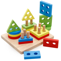 Early teaching direct sales teaching aids wooden children Puzzle Kindergarten Toys Geometric Shapes Four Sets Plate Shapes Wisdom Sleeves