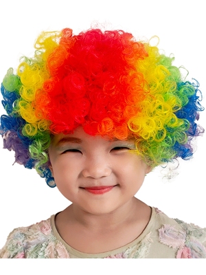 taobao agent Explosion head wig color kindergarten activity dressing headwear children's funny hair clown head cover performance props