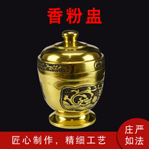 Buddhist supplies Buddhism Hall for 4-inch pure copper lotus sandalwood Cup incense burner