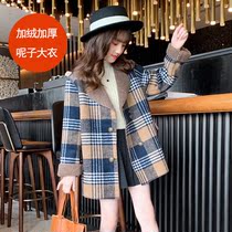 8 girls autumn winter coat 2021 new winter style western style 9 children long plus velvet thick tweed coat trench coat 12