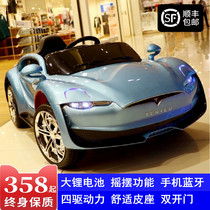 Childrens four-wheel drive electric car four-wheel baby car swing dual-drive remote control child baby toy can sit on human stroller