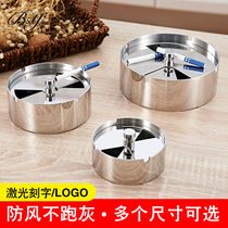 Stainless steel rotating ashtray with lid sealed windproof round fashion creative personality European home cigarette cup lettering