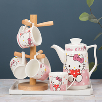 Water Cup set household cold kettle ceramic high temperature resistant creative cartoon cold hot water bottle water cup water cup water tool