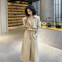 2022 Spring new double-row buttoned wind clothes high-end medium long section Women jacket Inn ethos Ethos Light Cooked Belt