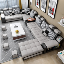 Large living room fabric sofa Furniture set combination Rural simple modern technology cloth leather cloth latex sofa