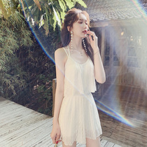 Swimsuit female summer 2021 new conservative slim belly hot spring conjoined sexy small chest fairy student seaside sling