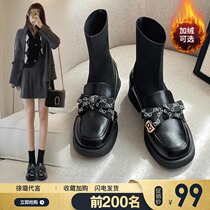 Martin boots woman 2021 new winter gush thick bottom Inron craze with little coarse heel elastic skinny socks boots