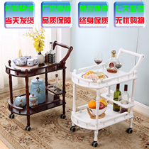 Double-decker solid wood trolley Hotel restaurant food delivery truck Mobile wine truck 4s shop tea truck Snack truck Cake truck