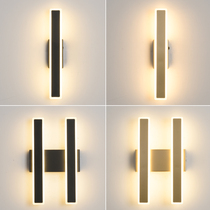 LED wall lamp Bedside lamp Bedroom double-headed design long strip lamp Living room background wall aisle personality creative three-color lamp