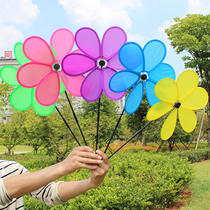 Hot sale childrens hand-held toy single-layer six-color cloth windmill kindergarten small gift outdoor rotating garden decoration