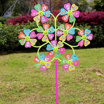 Hot sale nine-wheeled handheld rotating childrens toy stall supply cartoon colorful plastic windmill outdoor garden decoration