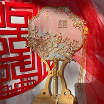 Chinese style ice blue Xi fan bride xiu he clothing group fan finished Chinese wedding fan diy material bag