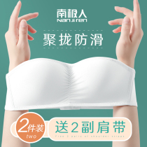 Strapless underwear womens thin summer small chest gathering bra without steel ring white plaster non-slip breast wrap invisible