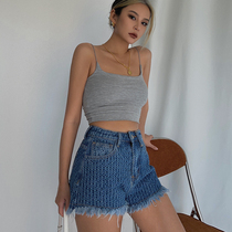 Small denim shorts womens summer thin section 2021 new high waist thin hot girls flash hot pants retro ins