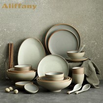 Aliffany Japanese dishes and tableware set Ceramic dishes Household ceramic flat plate soup plate Soup plate Soup bowl combination