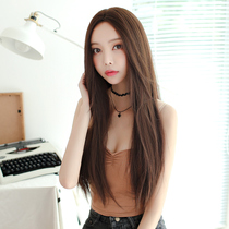 qi jie huang hou wig female hair natural and realistic full straight hair divided Korean version of the invisible incognito round hair