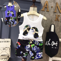 3 Childrens clothing middle and small children 4 summer vest 5 Boys round neck cotton childrens thin vest sleeveless t-shirt printing set