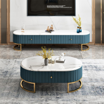 Modern light luxury marble coffee table TV cabinet combination of simple small apartment living room Fashion 1 2 m 1 8 m to cabinet