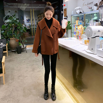 Anti-season spot autumn and winter small woolen coat female Korean caramel wool woolen tweed double-sided cashmere coat