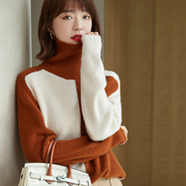 FENPERATE high neck color sweater women autumn and winter New 2021 vintage Japanese lazy knitted top