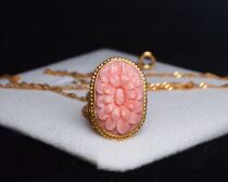 Flower high-end jewelry powder powder Gesang flower 18K gold retro sandblasting craft Joker accessories