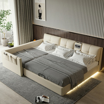 Tatami two-child parent-child bed A family of four modern simple oversized master bedroom multi-functional double leather stitching bed