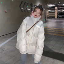 Cotton jacket womens 2021 winter new Korean loose thickened quilted jacket small short student bread jacket cotton jacket