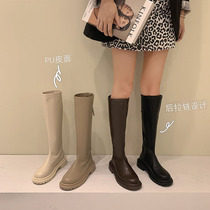 Long boot female 2022 new spring and autumn long cylinder boots small sub-nemesis red high cylinder overknee small crowdage rider boot tide