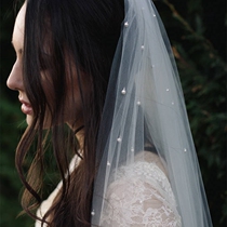 Korean pearl plain yarn Bridal veil ultra-long 3 meters trailing veil Travel wedding yarn veil Photo studio shape