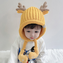 Winter childrens wool hat autumn and winter cute super cute baby ear protection knitted hat boys and girls wind and warm children