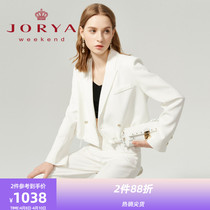 Zhuoja Weekend 2022 Spring new commuter turnover short drawing rope to collect waist suit jacket EJWCAZ65