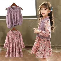Girls dress Spring and autumn foreign air 2022 new childrens dress spring dress girl Spring Festival Princess Spring Festival dress spring