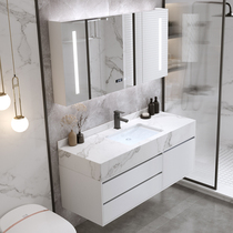 Light luxury toilet rock board bathroom cabinet combination modern simple hand wash basin wash basin wash table one mirror cabinet set