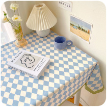 Chessboard plaid table Bins light extravagant advanced senses square table tea table cloth student Dormitory Desk Study Table Mat