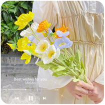 Poppy simulation flower fake flower decoration flower small decoration floral Korean poppy bouquet fake flower photo props