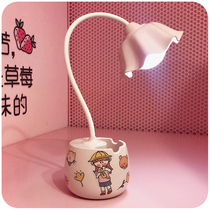 Girl lamp Small bedroom Cute creative eye protection bedside Student dormitory charging Typhoon learning dedicated girl