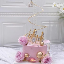 Bake cake decoration gold and silver color Crystal Star Circle circle wishing tree dress dress beautiful iron wire spiral tree