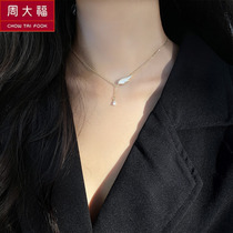 Zhou Dafu star selection light extravagant and small crowddesign necklace female Charins minimalist Temperament Lock Bone Chain Small Pendant Necklace neck chain