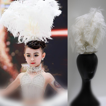 Childrens catwalk show Feather top hat headdress Performance costume Hair accessories Dress Princess dress accessories Birthday flower girl