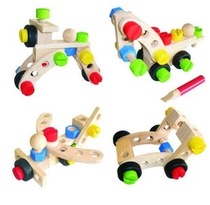 Baby wooden toy car children assembly screw nut combination toy baby Assembly aircraft car model