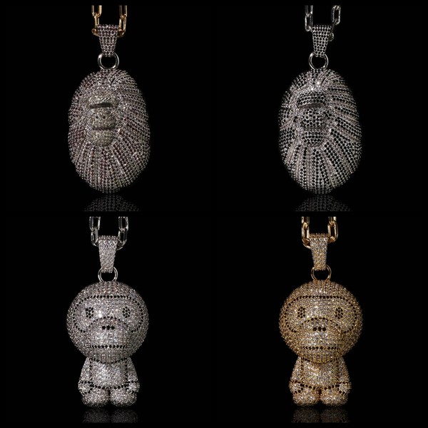 Четыре сезона издатель заказ BAPE MILO CRYSTAL STONE камуфляж примат Мило ожерелье подвески 22AW